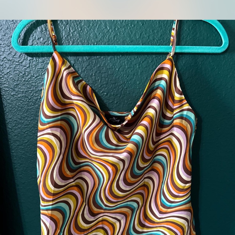 Colorful Swirl Pattern Cowl Neck tank